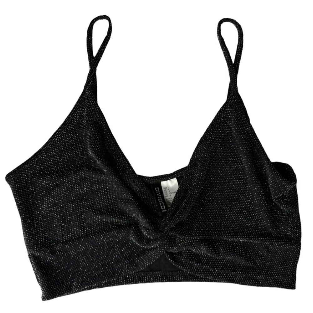 H&M Metallic Knit Twist-Front Bralette – NWT, Size Large